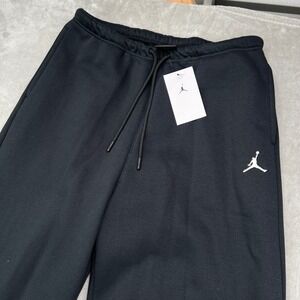 Jordan Brooklyn Fleece Wide Leg Pants Womens Small Black Open Hem Drawstring New